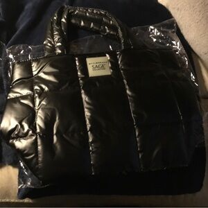 StyleCraft SAGE collection ~ Sleek Black Puffer Tote Bag ~ 17” x 10” new